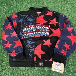 NWT VTG JH Design Captain America Jacket Youth 2XL Men S Crop Boxy Marvel Racing